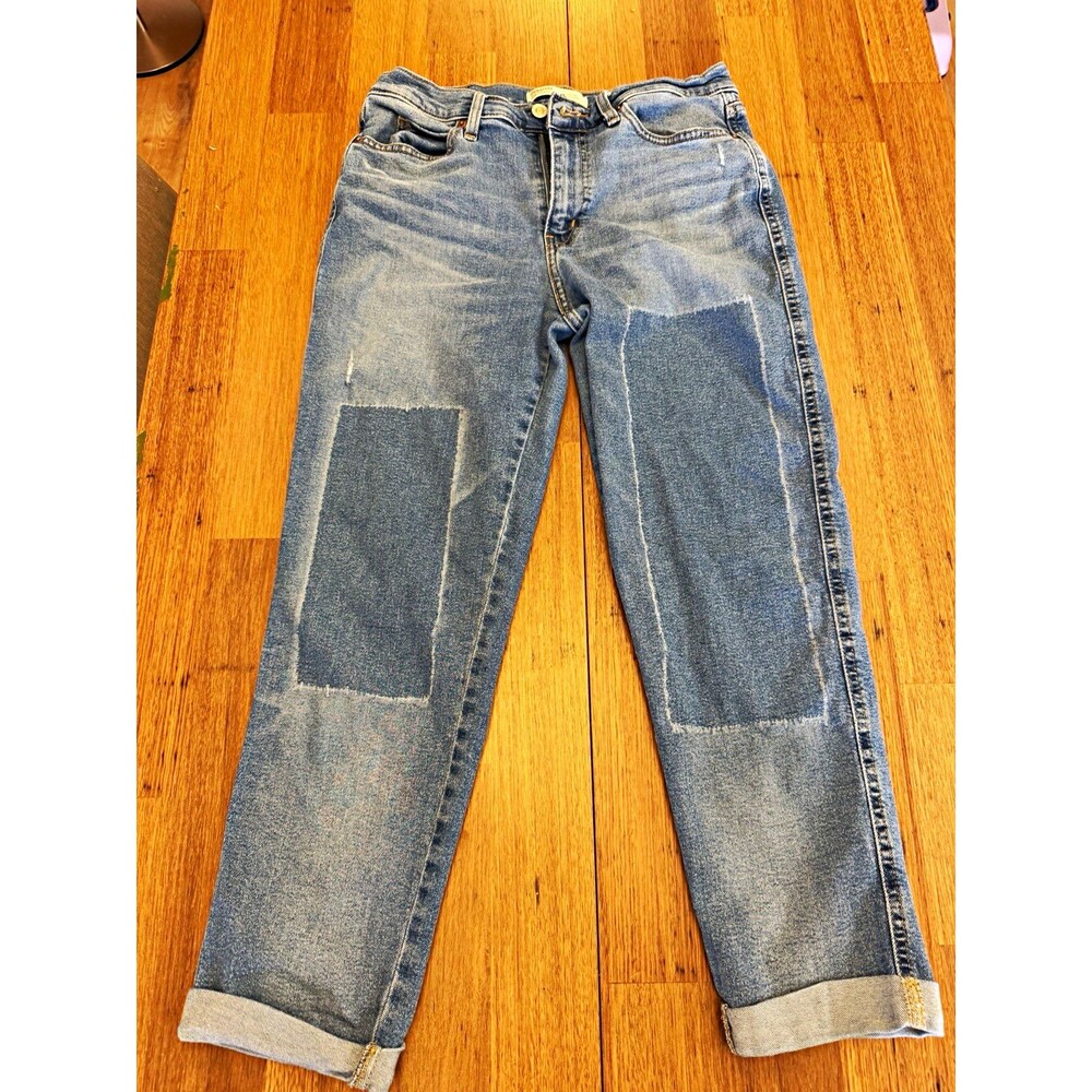 Signature by Levi Strauss Heritage Boyfriend Jeans Patchwork Blue Cuffed